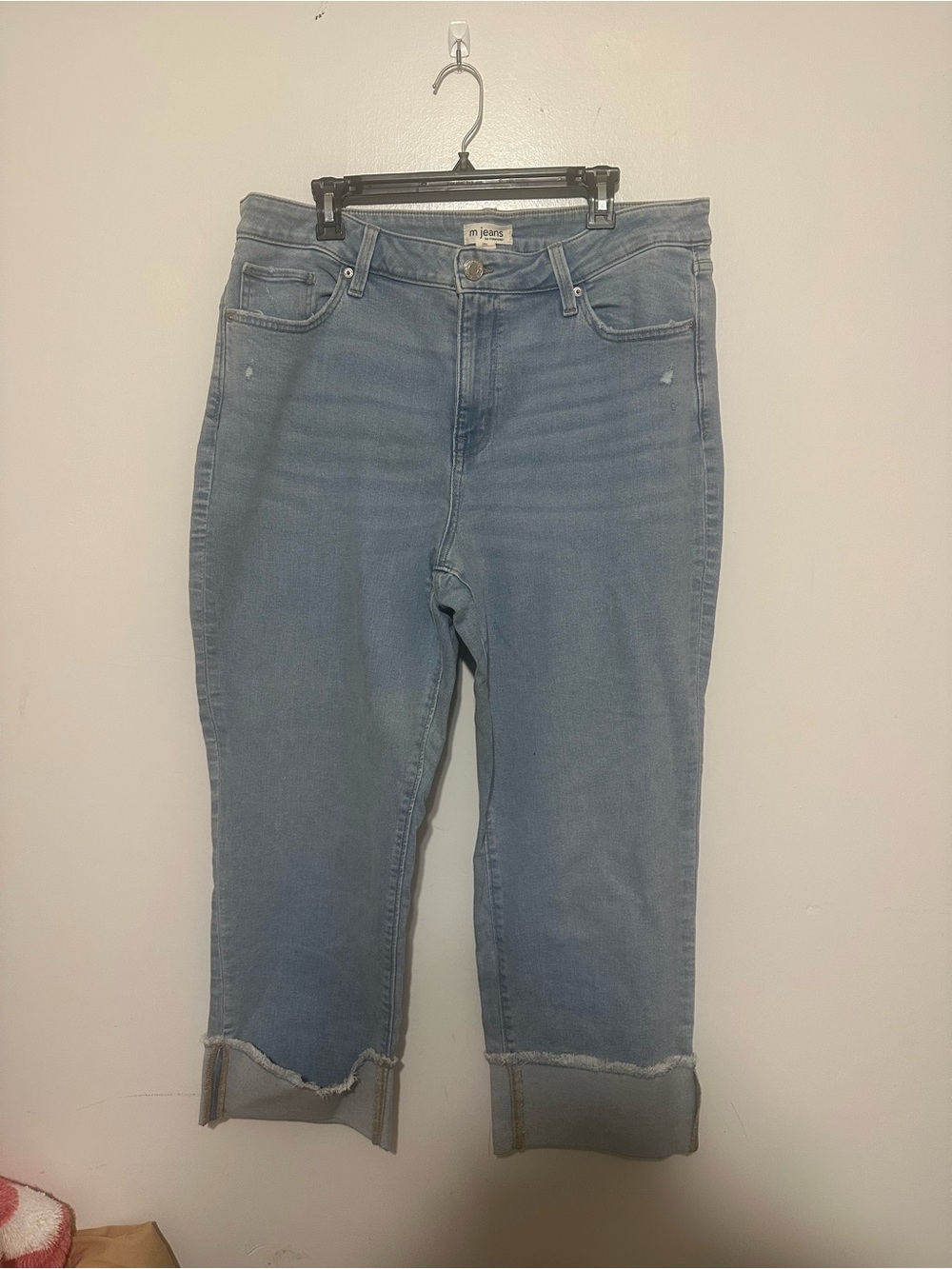 Maurices Light Blue Cropped Jeans with Folded Raw Hem